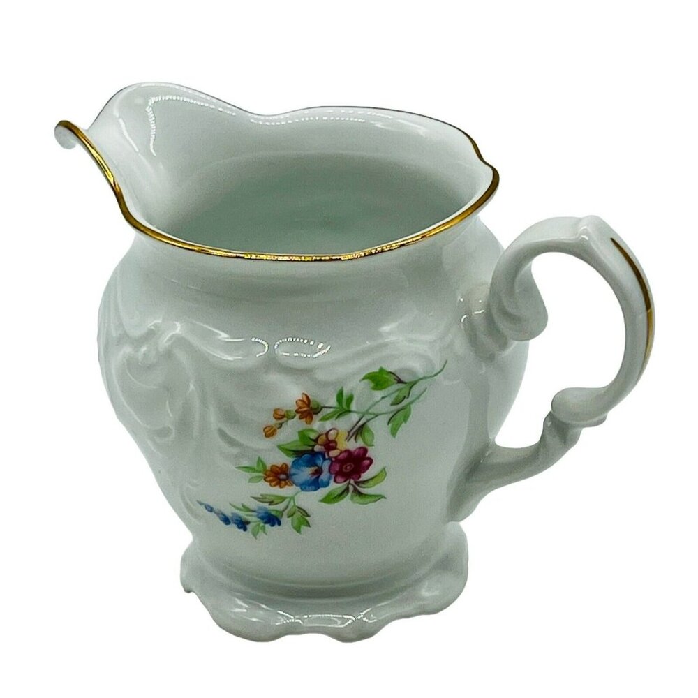 Wawel China Rose Garden Creamer Poland Embossed Gold Gilt 4 inch‎ Replacement